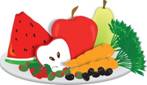 Food clipart image fruits and vegetables on a snack plate